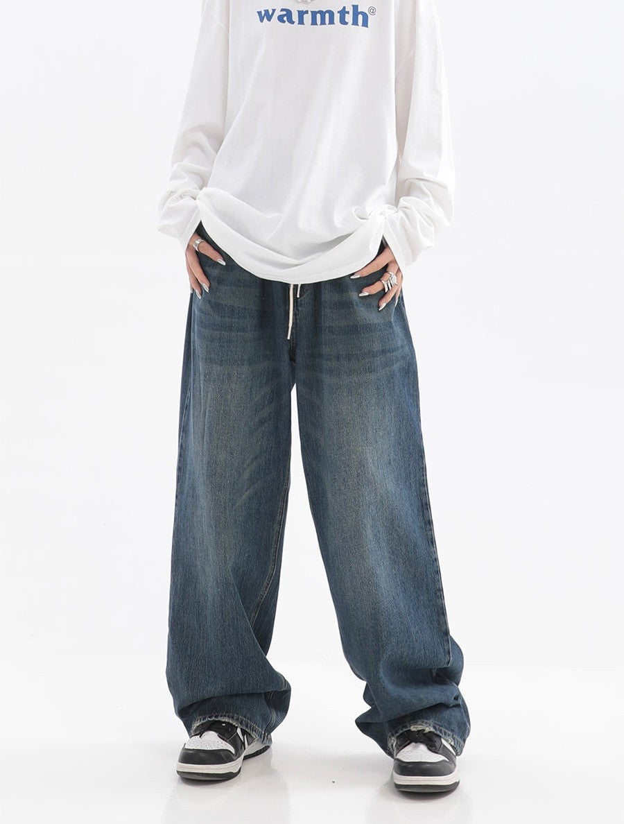 Women's Retro Slim Loose Wide Leg Jeans