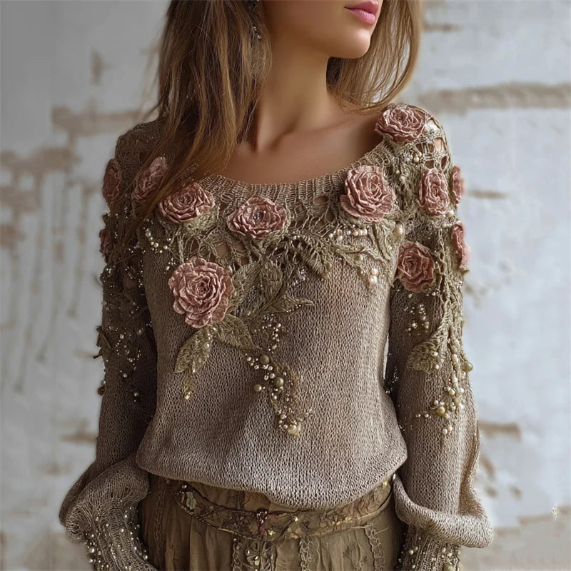 Womens Crew-neck Sweater New Autumnwinter Vintage Style