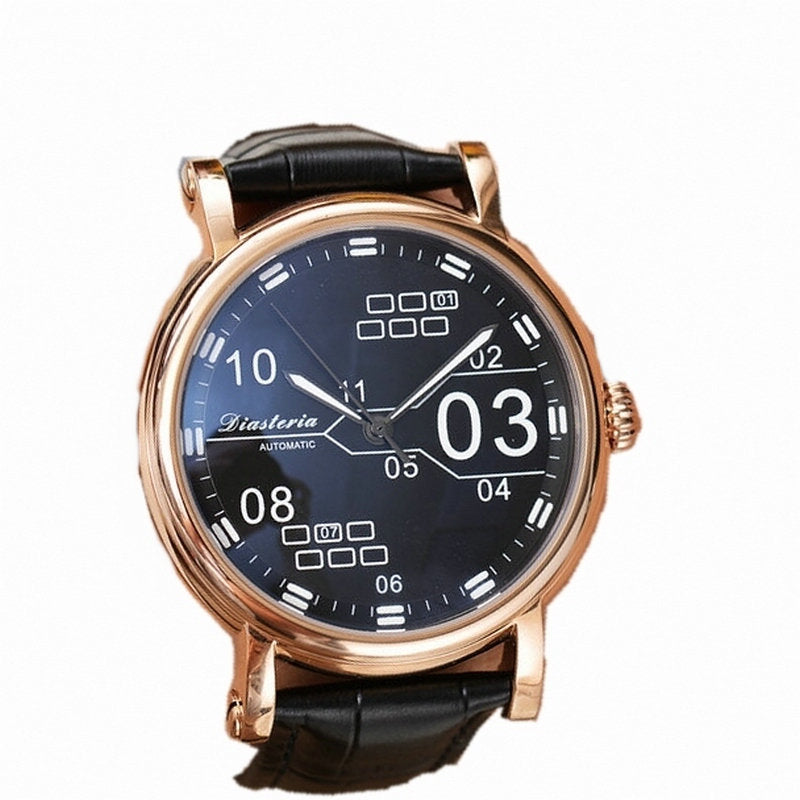 Hollow leather mechanical men's watch
