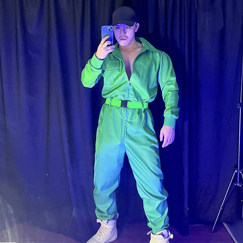 Nightclub Bar Male And Female Singer Suit Green Hip Hop