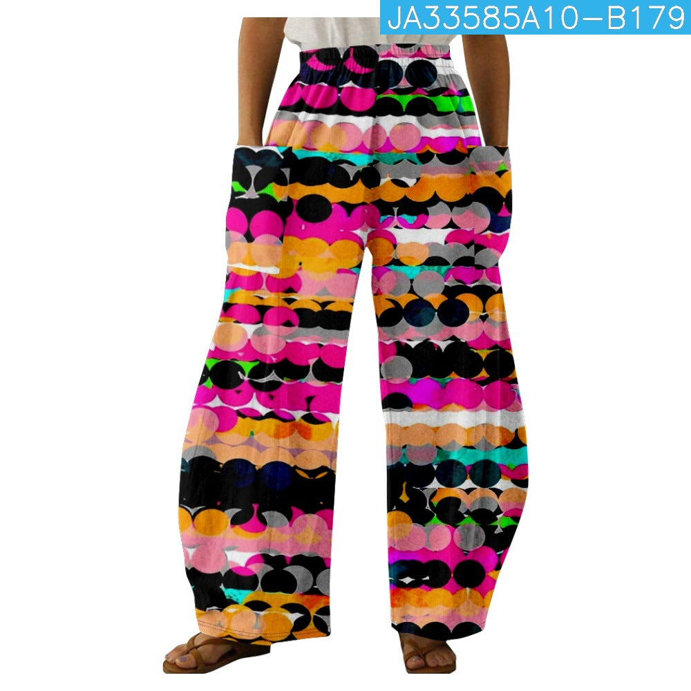 Women's Fashionable Printed Double-pocket Trousers