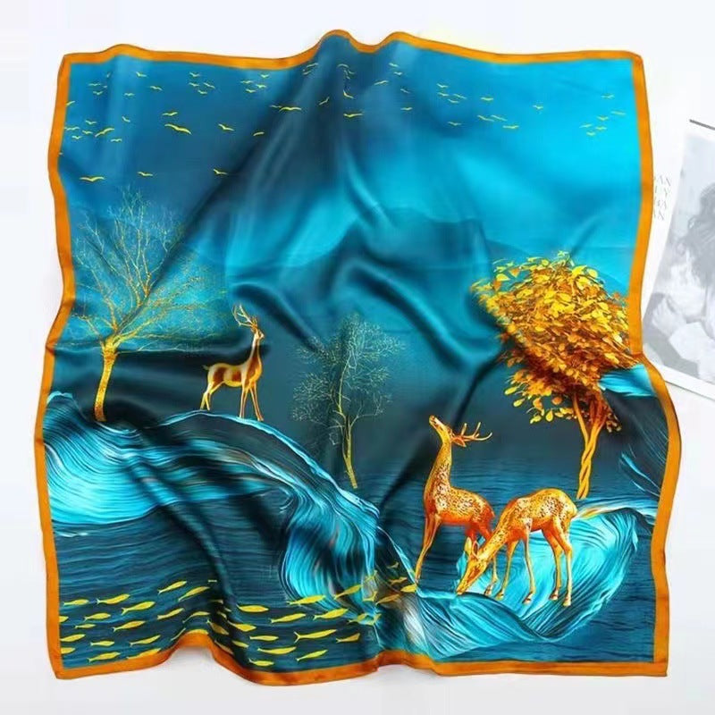 Womens Lightweight Spring Summer Silk Scarf Sun-protective Neck Gaiter And Hair Tie
