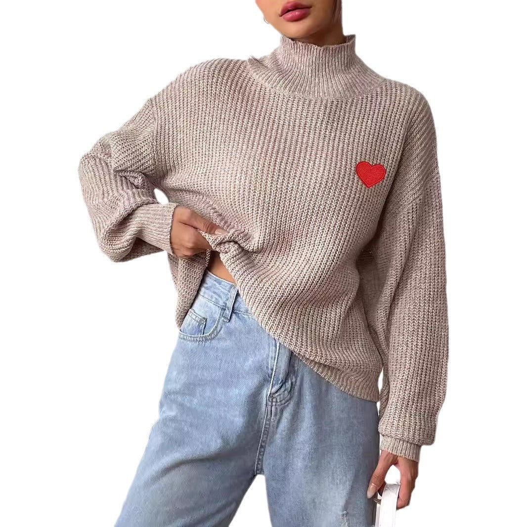Half Turtleneck Pullover Mixed Color