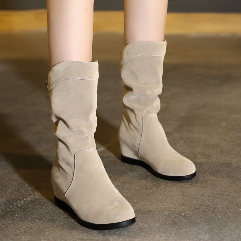 Simple Women's Plus Cotton Velvet Mid-tube Boots