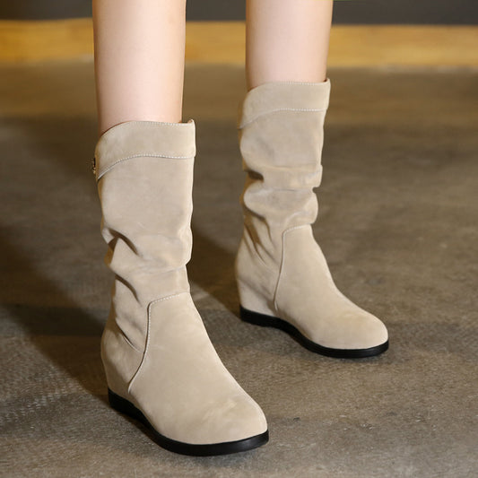 Simple Women's Plus Cotton Velvet Mid-tube Boots