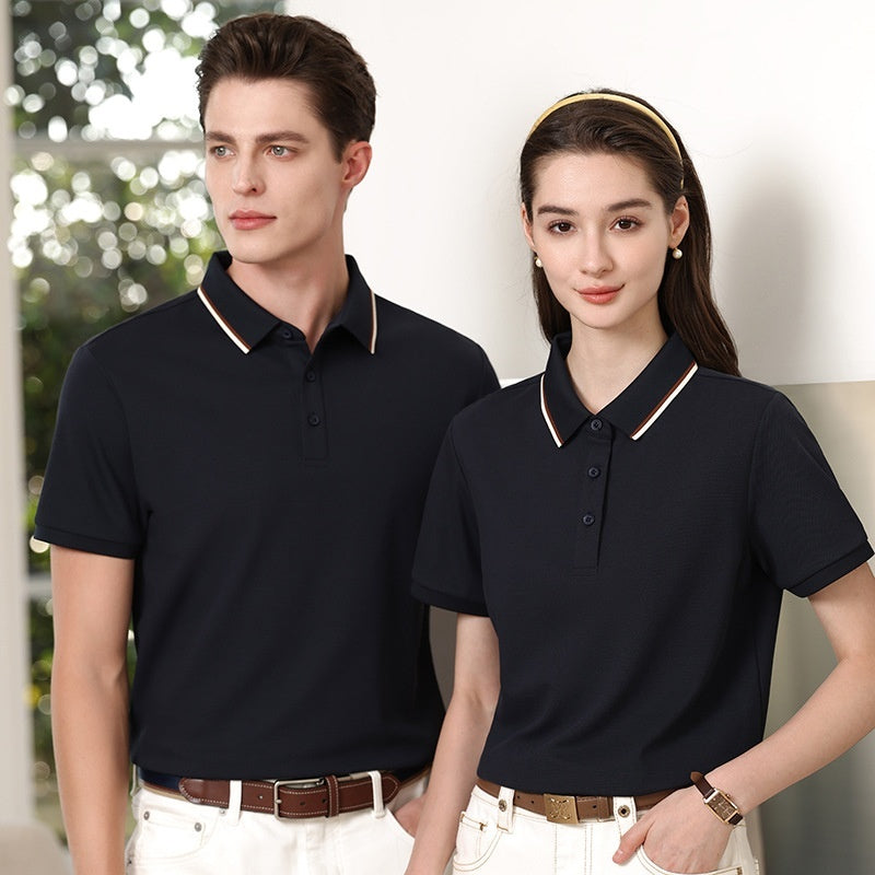 High-end Business 7A Antibacterial Mercerized Cotton Sequined Polo Shirt