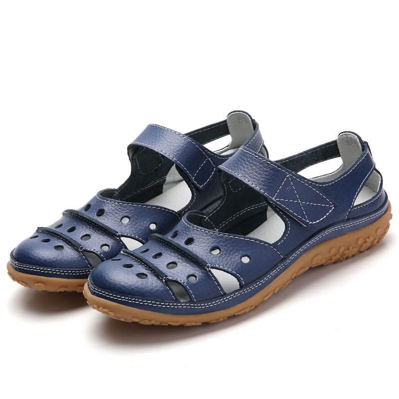 Hollow hole shoes leather mom shoes