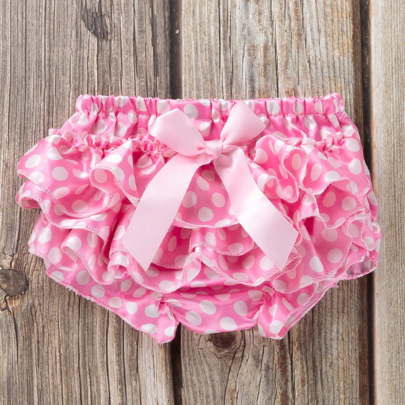 Girls bow-knot satin triangle shorts multicolor children's pants