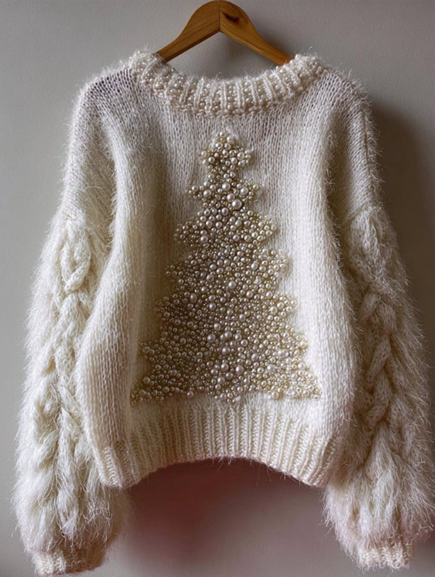 Womens Loose-fitting Pullover Sweater With A Round Neck And Floral Print