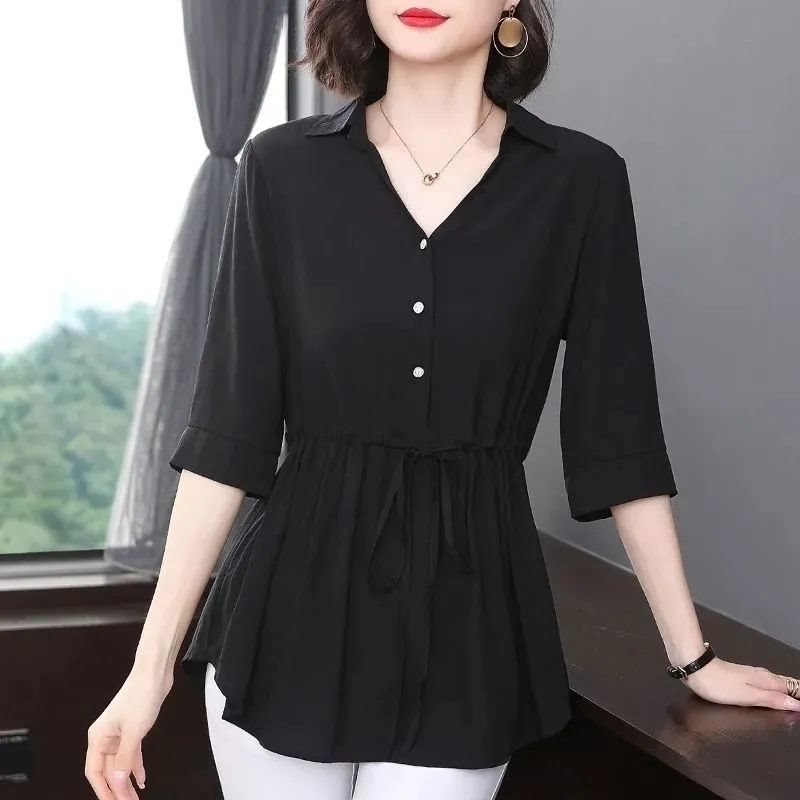 Middle-aged And Elderly Women's Chiffon Shirt