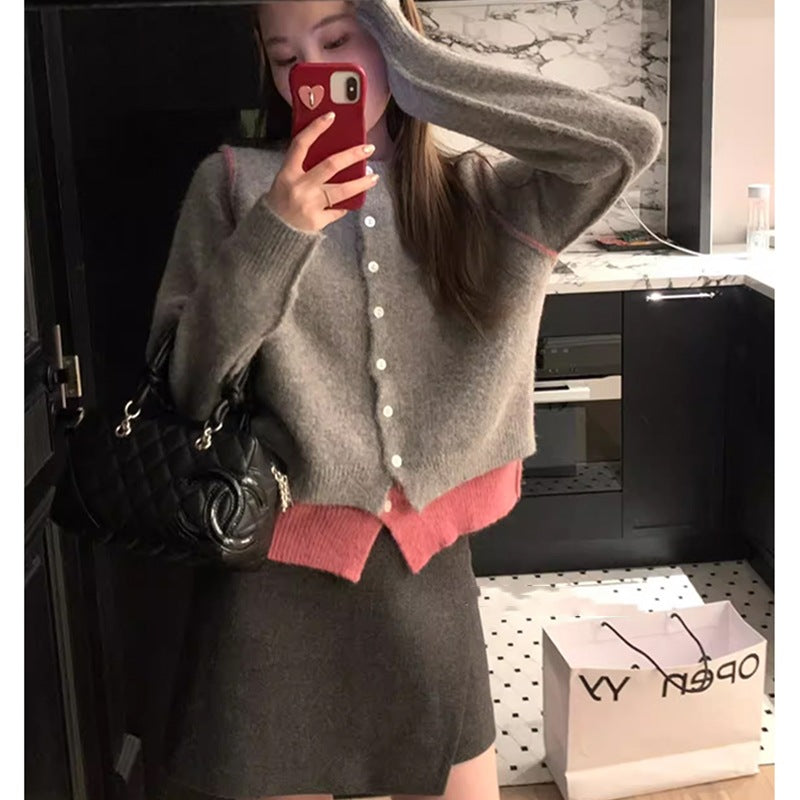 Autumn New Round Neck Slimming Casual Sweater Coat