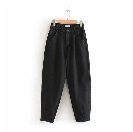 European and American style pleated loose fashion jeans