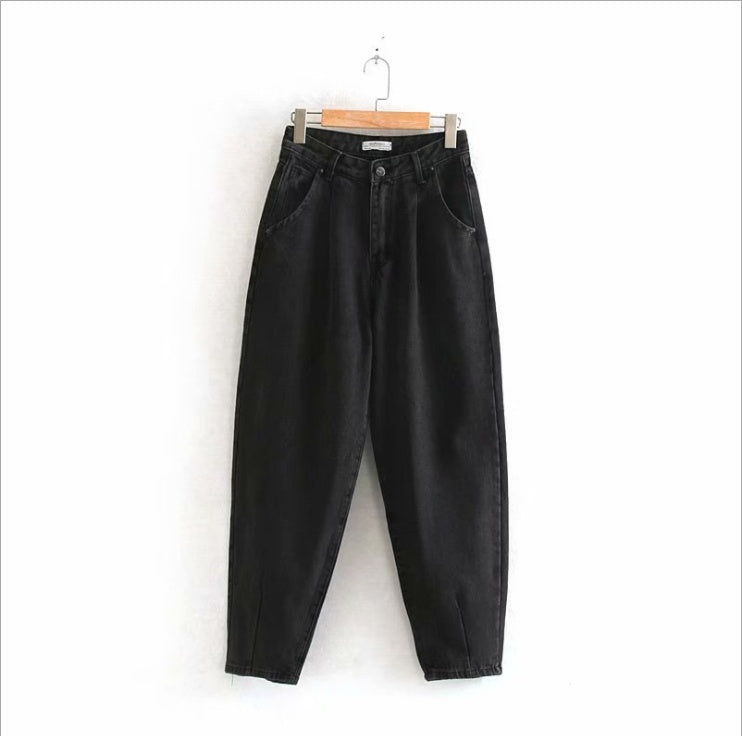 European and American style pleated loose fashion jeans
