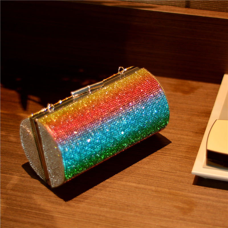 Regnbue Rhinestone Pung Aften Taske