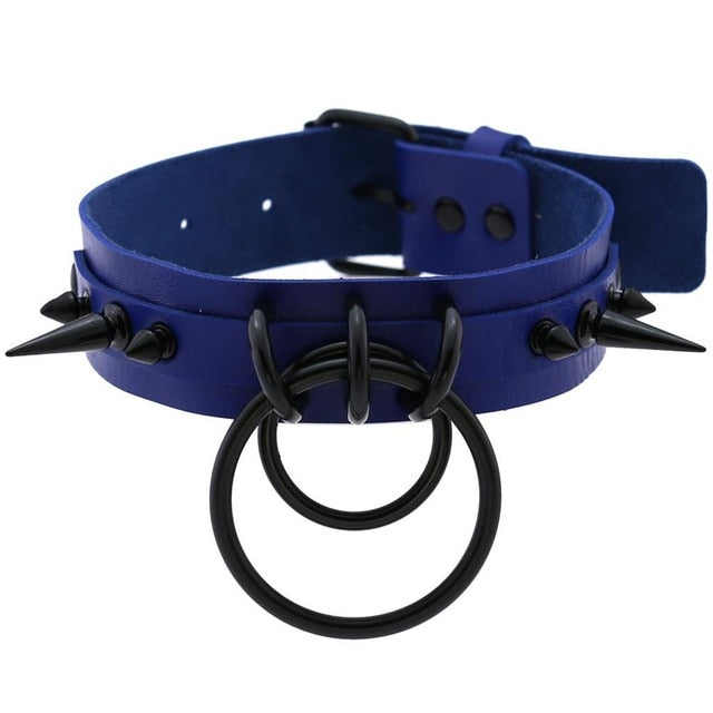 Punk Choker Rivet Buckle Spike Collar Necklace Black  Mens Womens