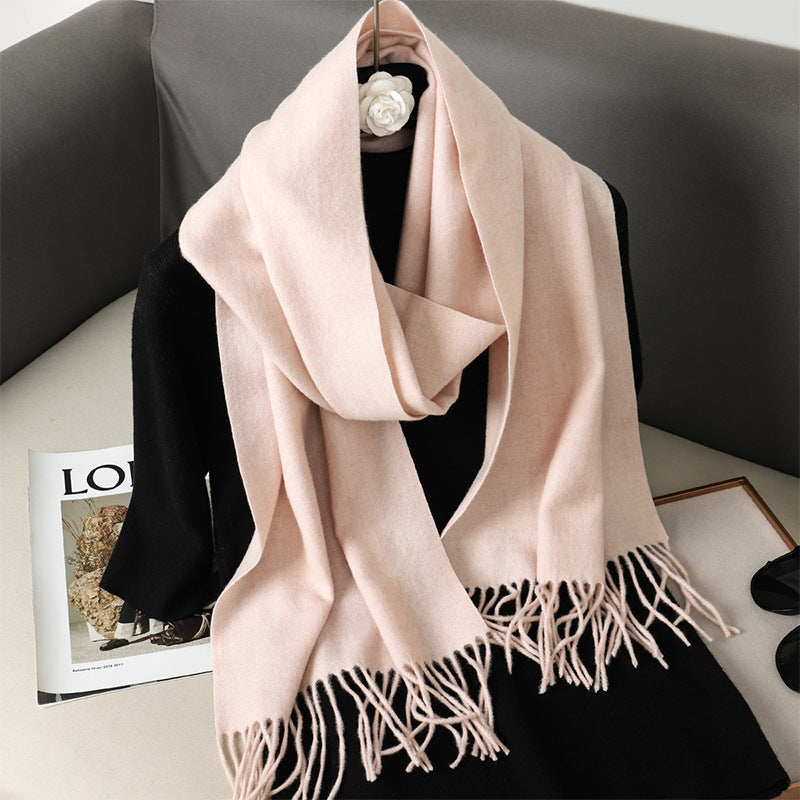 Solid Color Maillard Scarf Cashmere-like Women Warm Shawl