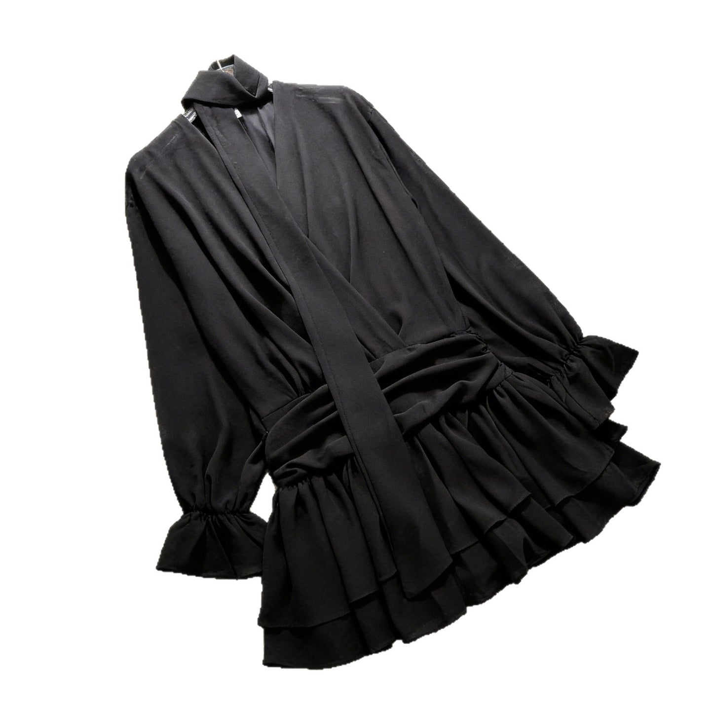 New Chiffon Figure-flattering Short Skirt Black Dress