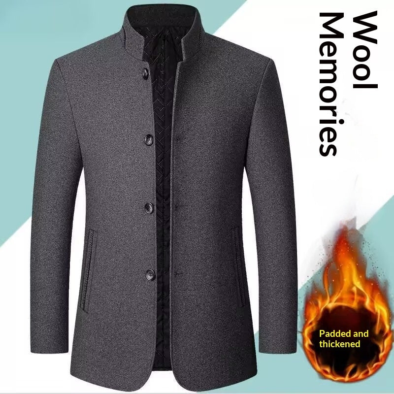 Men's Woolen Jacket Men's Zhongshan Suit Stand Collar