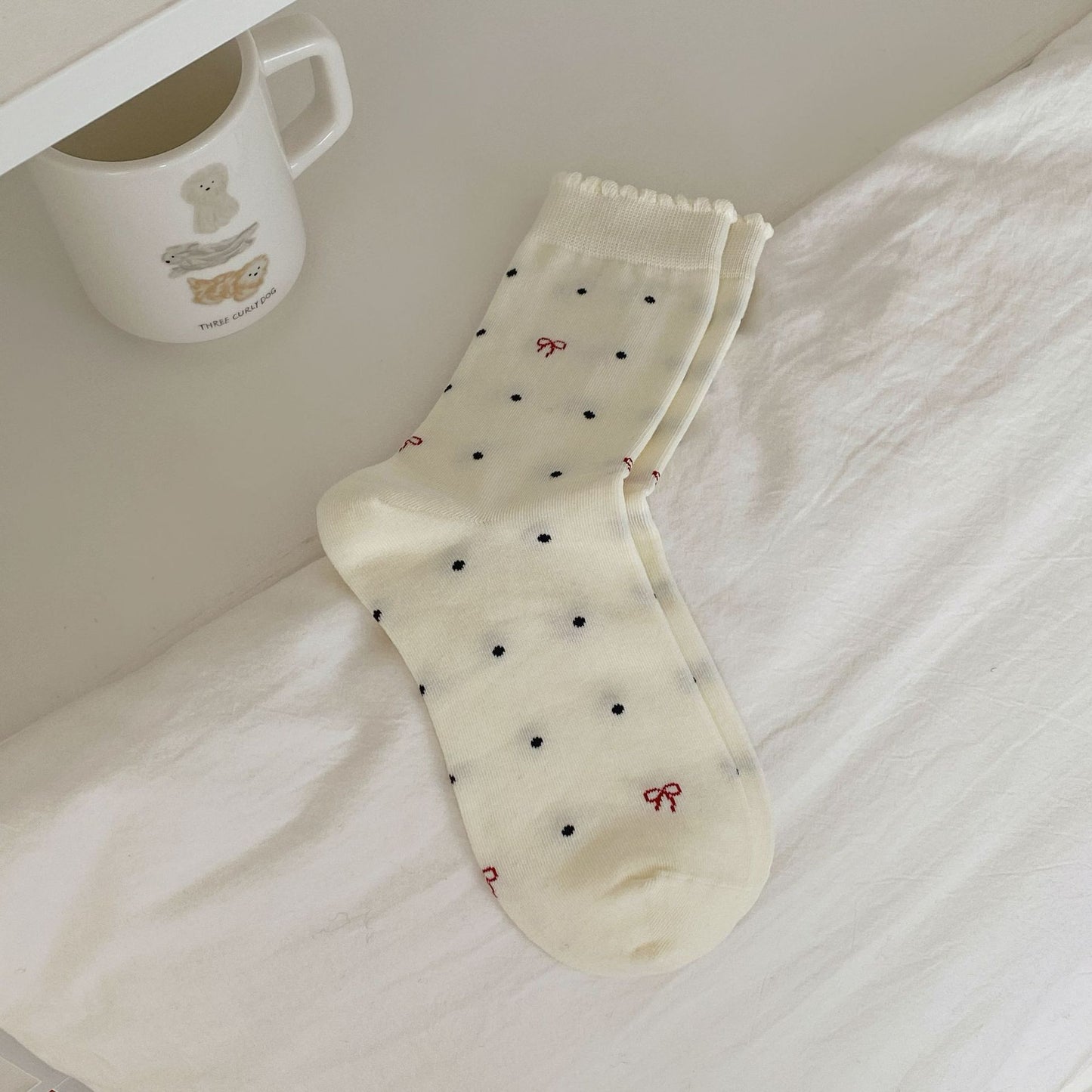 SpringSummer 3D Bowknot Boneless Mid-Calf Socks