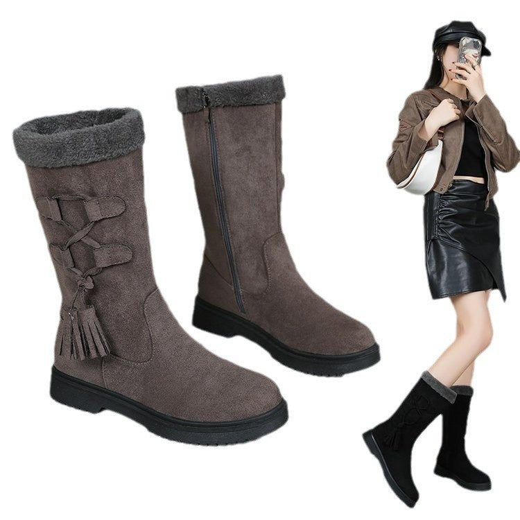 Womens Thick-soled Fleece-lined Extra-thick Boots From Europe And The US