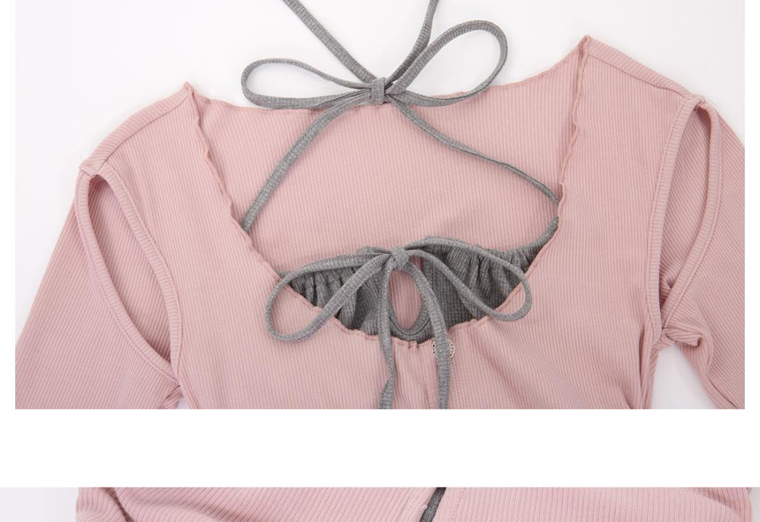 Short Top Women's Summer Thin Short Sleeve Design Feel Hanging Neck