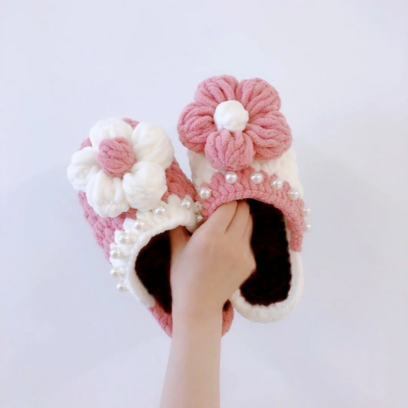 Handmade Hook Shoes New Puff Pattern Woven Slippers Material Package