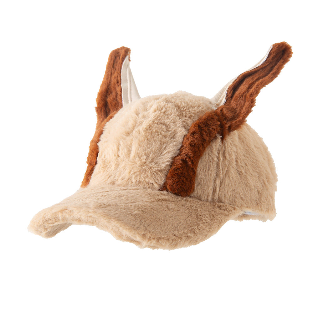 Cute Fallwinter Baseball Cap Doberman Pinscher Plush Dog Ear Hat