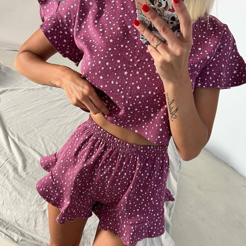 Women's Fashion Loose Star Short-Sleeve Set