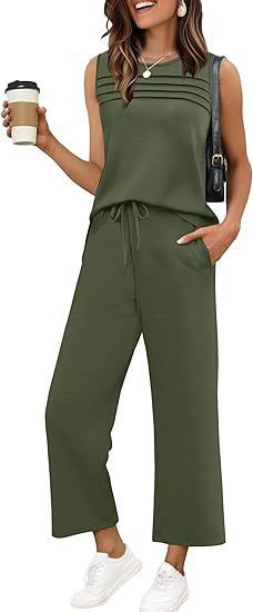 Womens Pleated Vest Top Two-Piece Set
