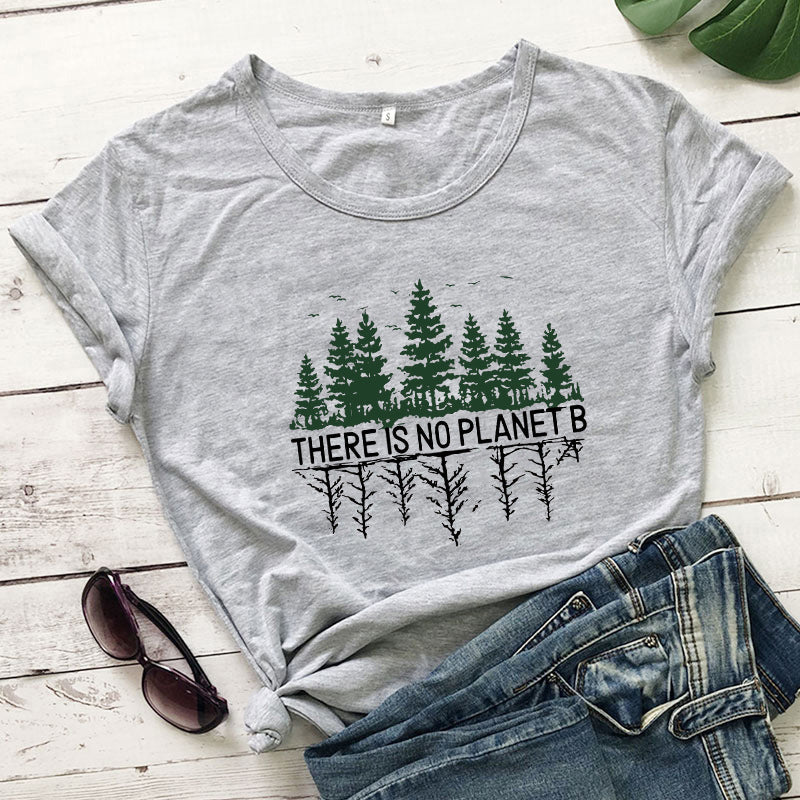 Pine Forest Pattern European And American Street Popular Short-sleeved T-shirt Female