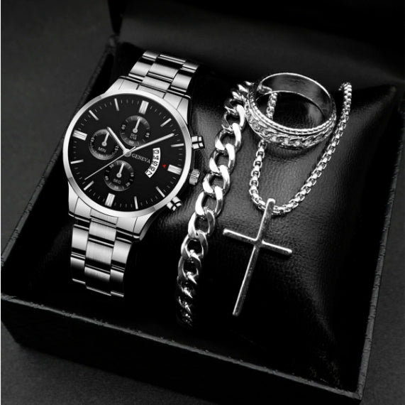 Men's Temperament Business Watch All-match Cross Steel Belt
