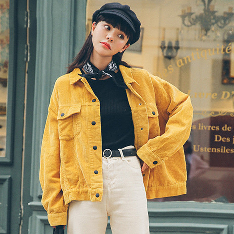 Women's Solid Color Loose New Corduroy Shirt Jacket
