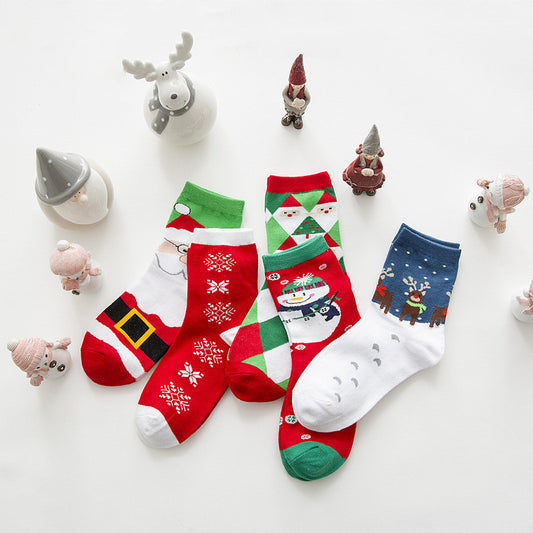 Christmas Stockings Cartoon Medium Tube Female New Year Gift