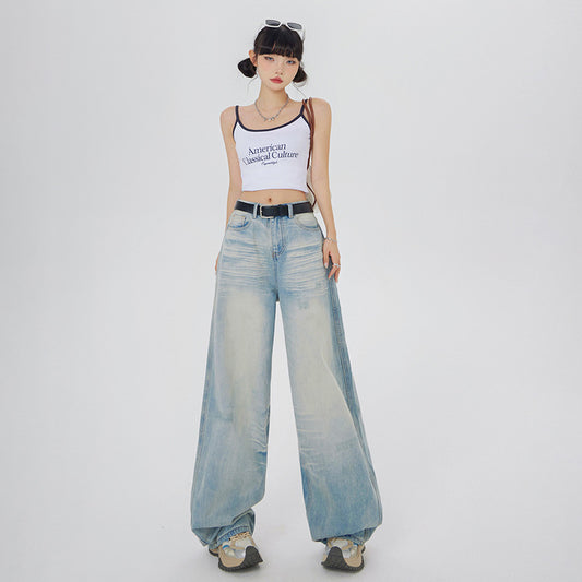 Women's American-style Retro Loose Wide-leg Jeans