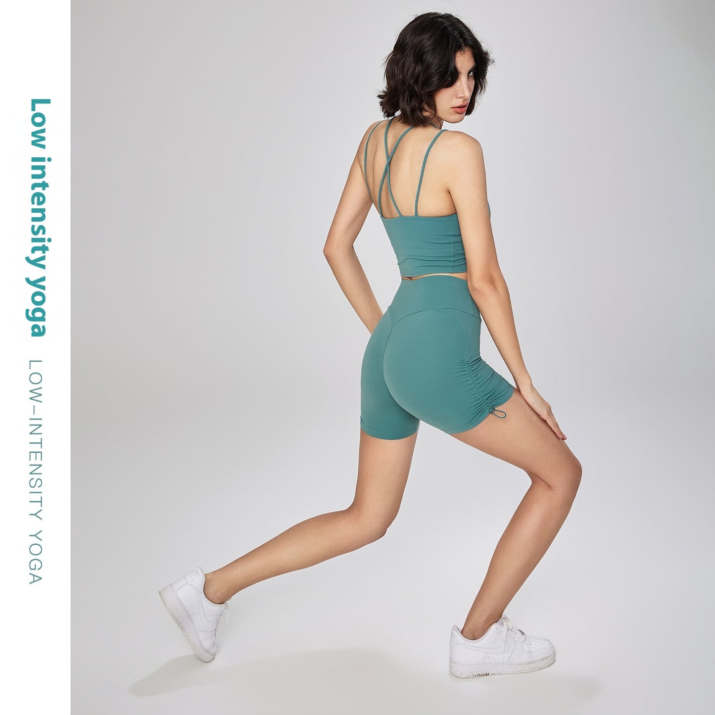 New Nude Feel One-piece Pleated Yoga Shorts High Waist Hip Lift