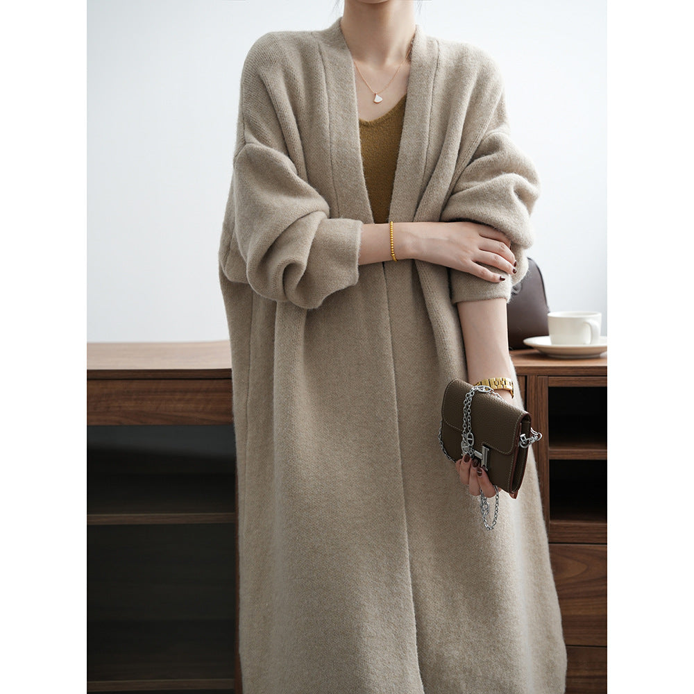 Womens Casual Long-sleeve Solid-color Sweater Cardigan