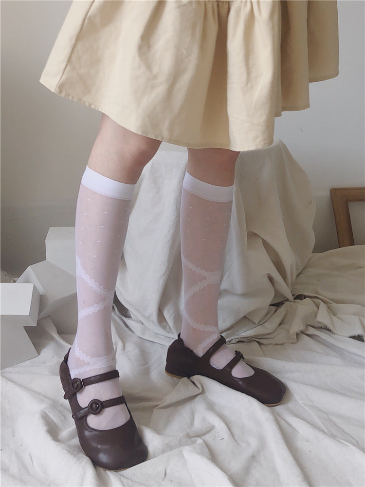 Bowknot Cross Stockings Thin And Cute
