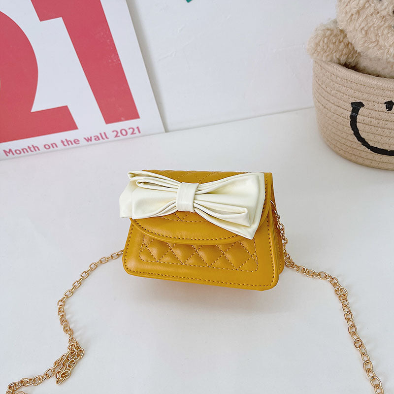 Children Bag PU Embroidery Thread Bow Small Fragrance