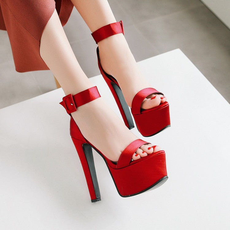 HØJ HÆL PLATEAU SATIN ROMA SANDALER 16CM