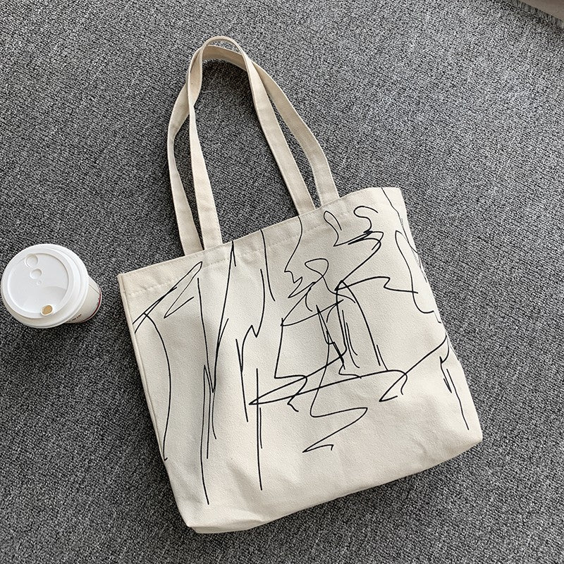 Female College Student's One-shoulder Hand-held Canvas Bag
