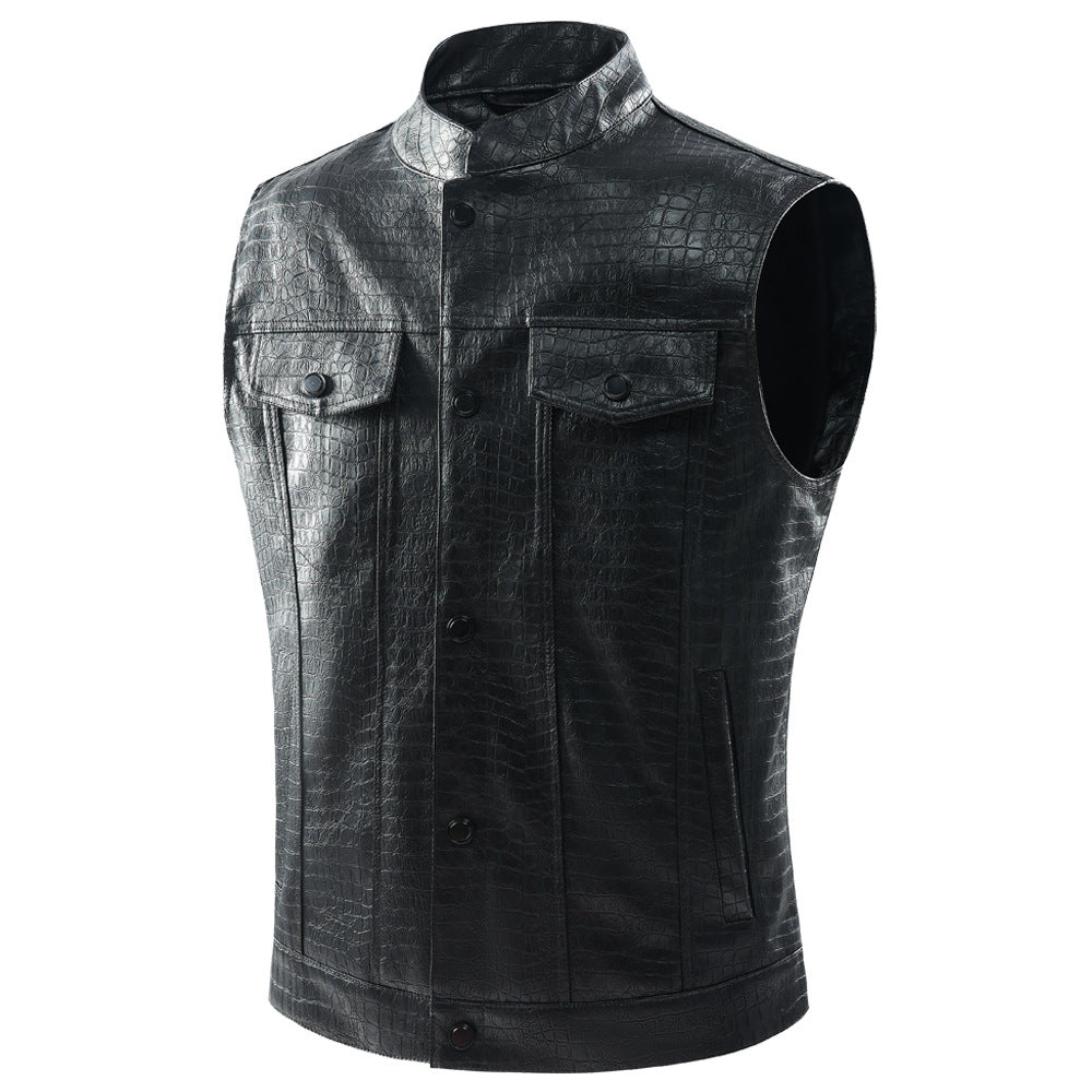Men's Casual Multi-pocket Stand Collar Vest Coat