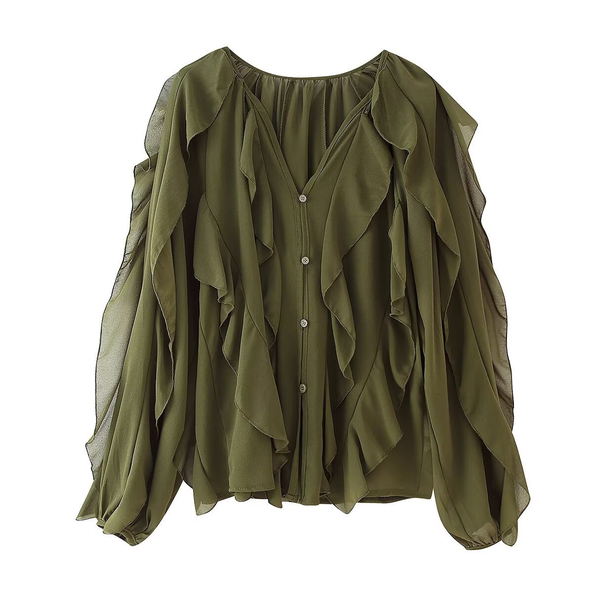 V-halset lagdelt bluse i westernstil til kvinder