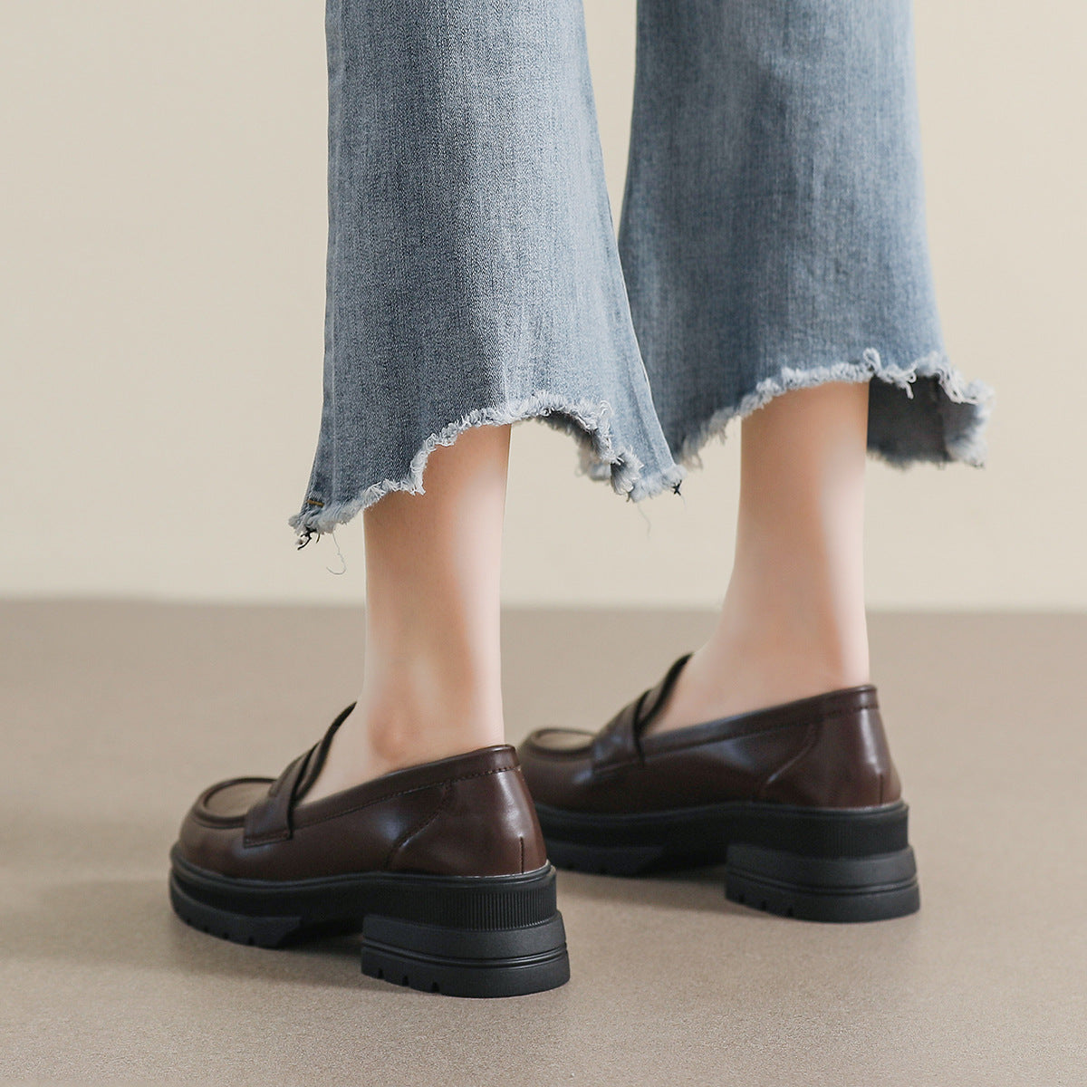 Vintage Leather Round Head Height Increased By Shoes