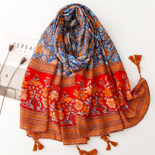 Women's Shawl Red And Blue Classical Nation