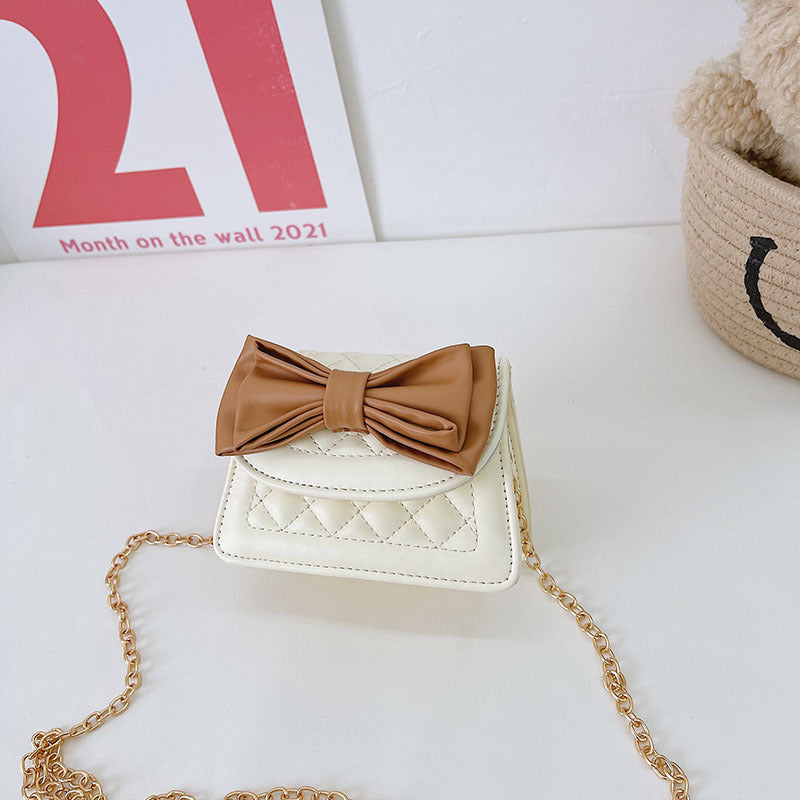 Children Bag PU Embroidery Thread Bow Small Fragrance