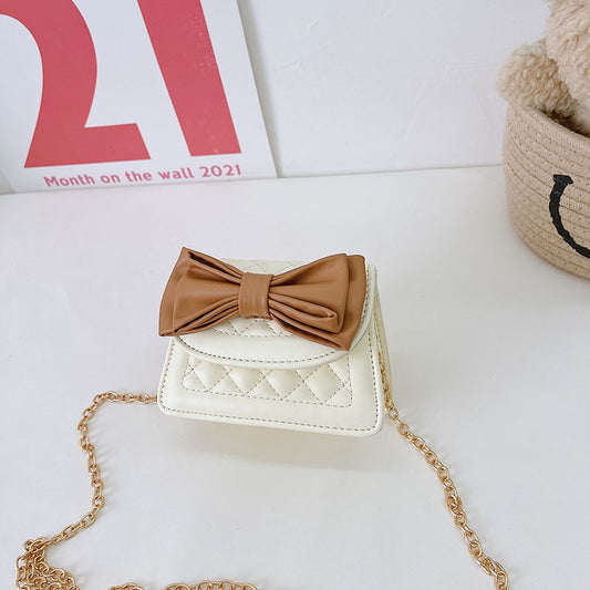 Children Bag PU Embroidery Thread Bow Small Fragrance