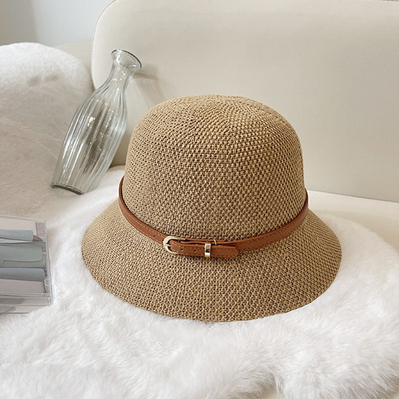 Women's Vintage Style Linen Knit Belt Basket Hat