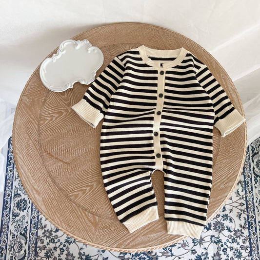 Color Block Striped Fart Romper Newborn Bodysuit
