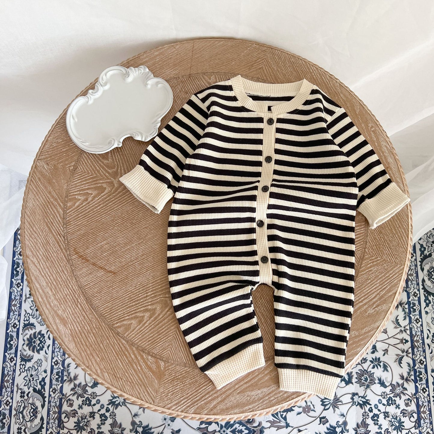 Color Block Striped Fart Romper Newborn Bodysuit