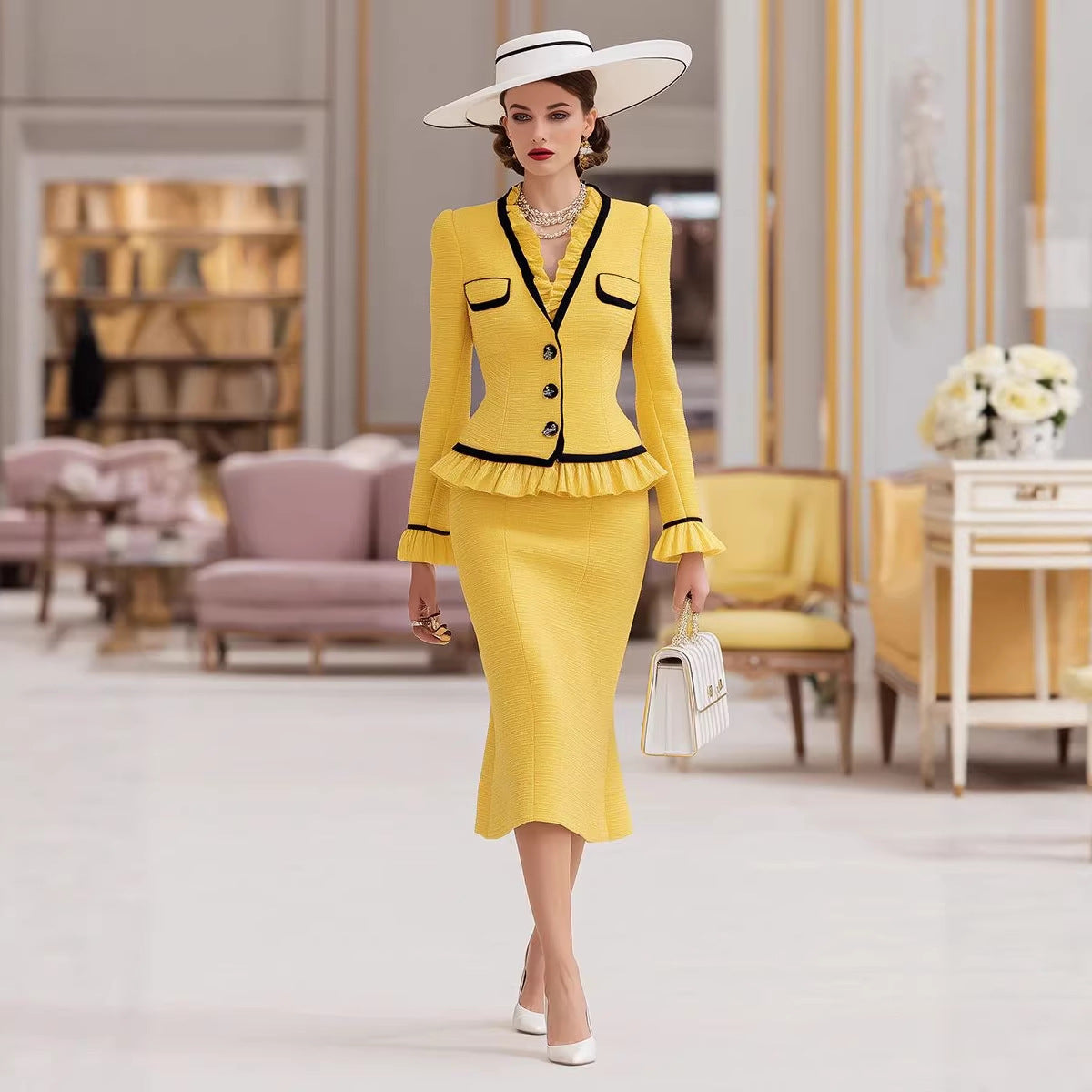 Socialite-style Patchwork Two-piece Coat Set European Chanel-inspired, Light Luxury